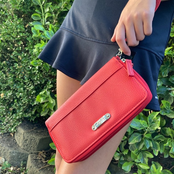 Nicole Miller Red Faux Leather Zip Around Wristlet - Picture 6 of 6